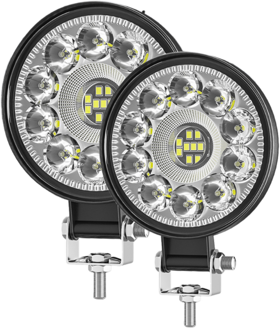 로푸 LED 21 램프 미니 원형 작업등 써치라이트 DC 9-30V 63W, 1개