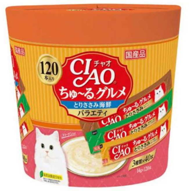 챠오츄르 구루메 고양이 간식 120p, 혼합맛(닭가슴살/해산물), 1.68kg, 14ml, 1개