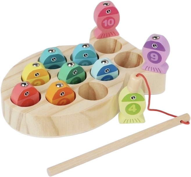 원목 자석 낚시놀이 알파벳 영어 숫자 학습 교구 물고기 퍼즐 보드게임 유아 장난감, 3개, 혼합색상