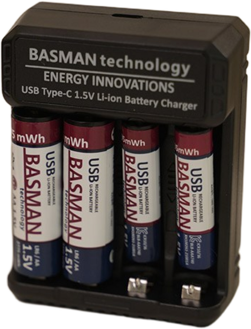 Basman USB 충전식 건전지 AA1970 (2775mWh) 4개입 + 충전기