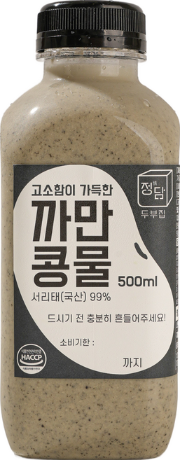 [정담두부집] HACCP 100%국산콩 서리태콩물 까만콩물 (냉장), 2개, 500ml
