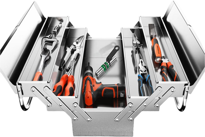ITL 공구함 공구박스 스테인리스 계단식 수납 공구통 스텐 3단, 1개