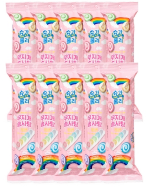 마카롱 닮은 슈가롤리 무지개 솜사탕 12g, 10개