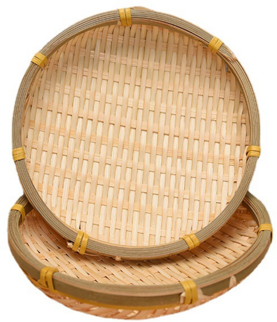 [왓위셀] 대나무 소쿠리 원형 전통 나무 채반