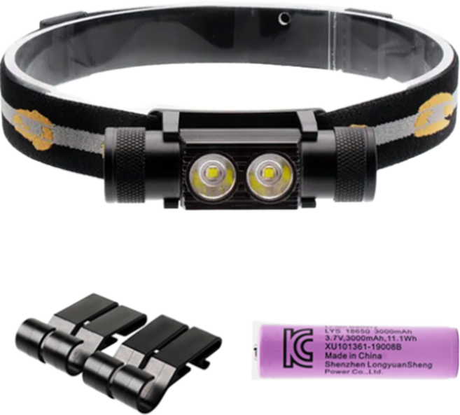 울트라코어 안전모 헤드랜턴 RJ2000 / 초경량 60g 방진 방수 산업용 헤드램프, RJ2000+배터리+클립, 1개