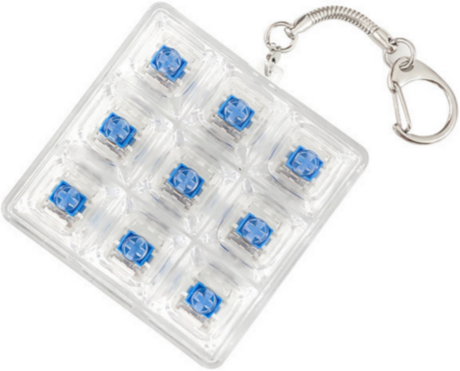 제이템 스트레스 해소 딸깍이 키캡 키링 청축 키보드 키링 9구, 1개, 클리어 투명