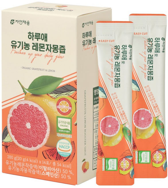 하루애 유기농 레몬자몽즙 20g 28포, 2박스, 280g