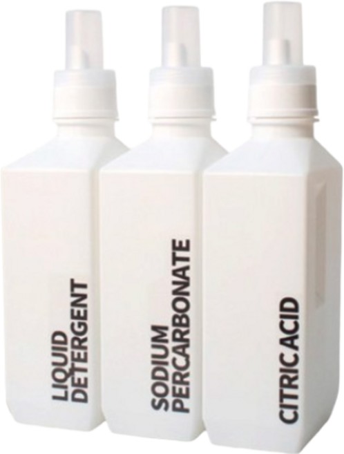 세제소분용기 NEW사각용기 3P + 방수라벨스티커 28종, 1세트, 화이트,투명