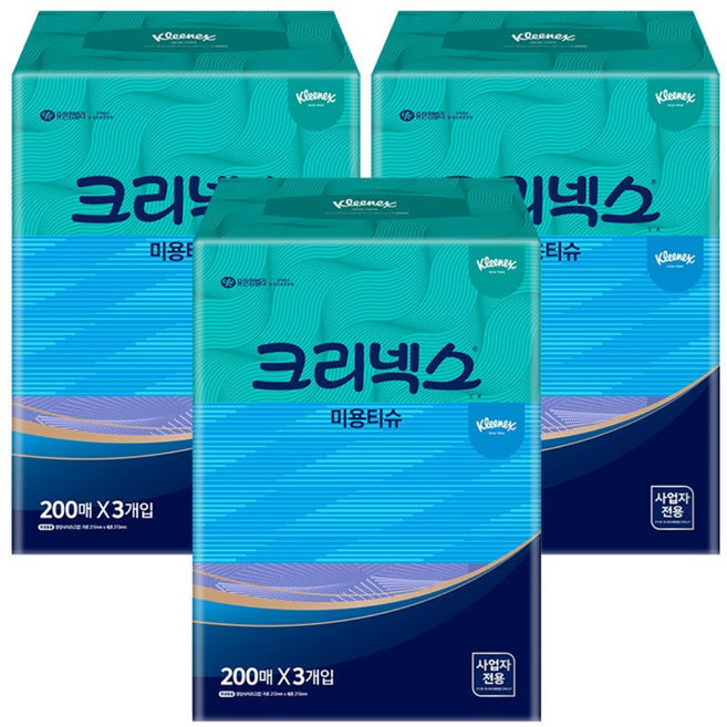 크리넥스 미용티슈 200매 콤비 3개입 X 3팩 4600161, 9개