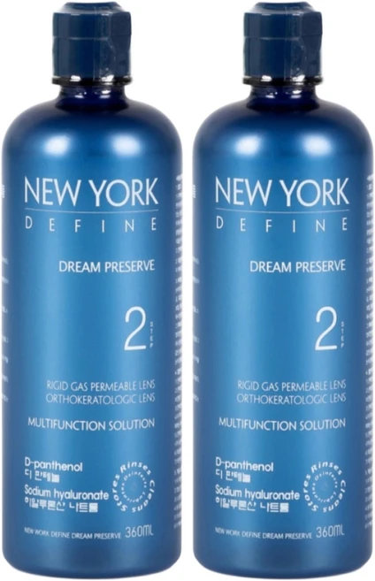 뉴욕디파인360ml x 2개 하드렌즈 보존액 겸용 드림렌즈 렌즈 세척액, 360ml - 쿠팡