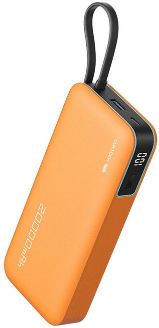 CUKTECH 쿡테크 55W 대용량 20000mAh 일체형 보조배터리 고속 충전 보조배터리 삼성 45W 보조배터리/전력 표시/여행용 기내반입, 오렌지