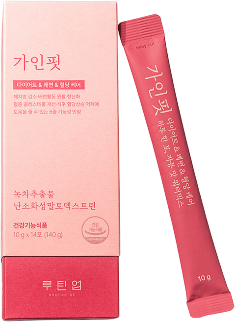 루틴업 가인핏 다이어트 쾌변 혈당 케어 녹차추출물 카테킨 난소화성말토덱스트린 식이섬유 다이어트 보조제, 1박스, 14회분
