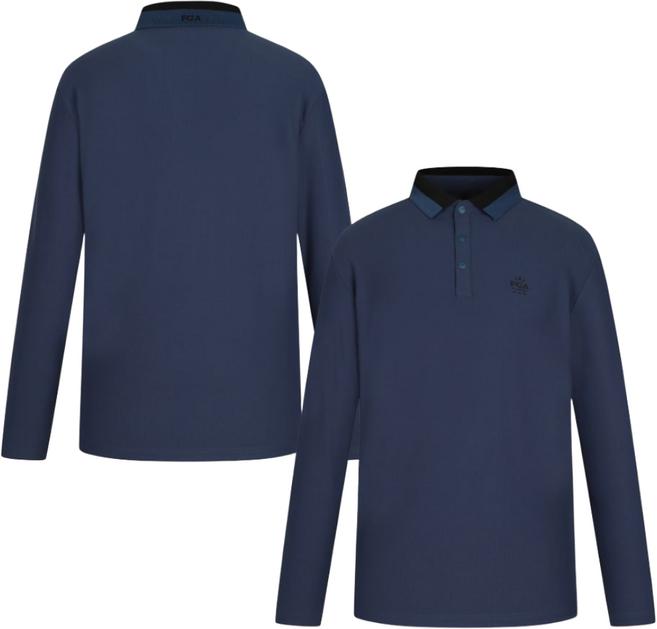 PGA 남성 리미티드 배색카라 긴팔 티셔츠 PGMTS53393