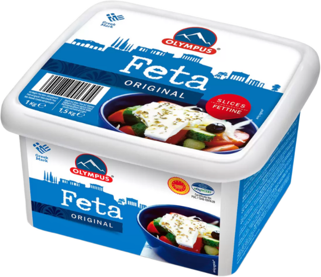 Greek Feta Slices Olympus Halal 그리스 페타 조각 올림푸스, 4개, 1.5kg