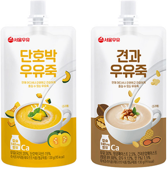 서울우유 견과우유죽 20개입 단호박죽10개입, 130g, 30개
