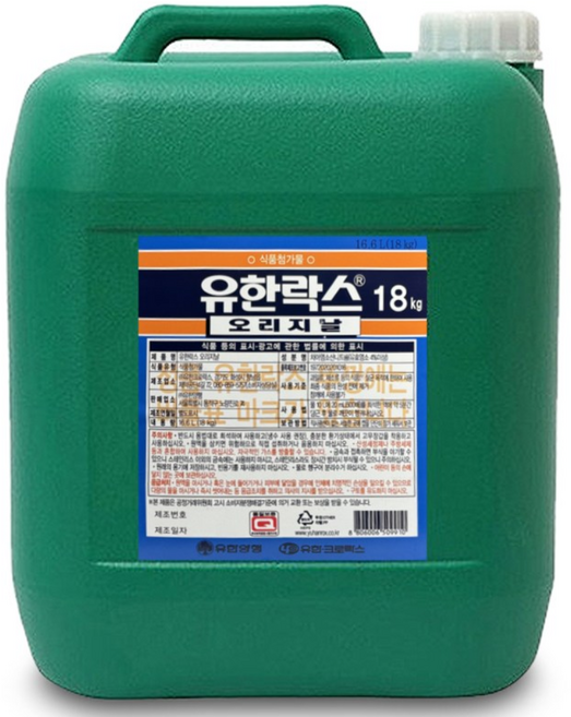 유한락스 오리지날 레귤러 18kg 락스 주방용 대용량 업소용 말통락스 유한양행, 1개