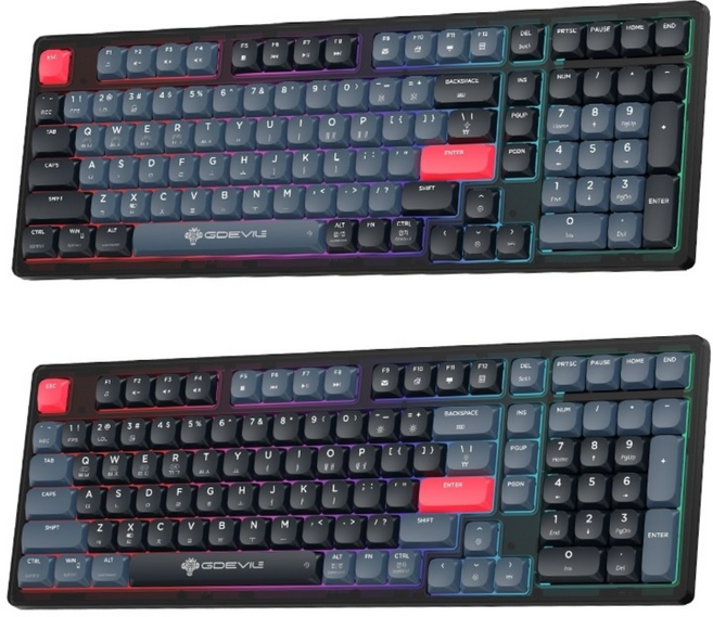 지데빌 트리플 모드 유무선 핫스왑 LCD 기계식키보드, 화이트, 적축, G810 JAVELIN