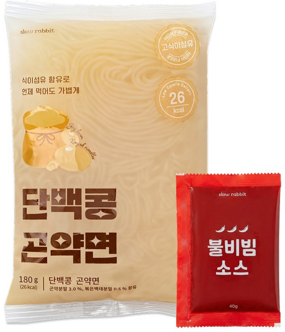 슬로우래빗 단백콩 곤약면+매콤비빔소스 포함, 10개, 180g