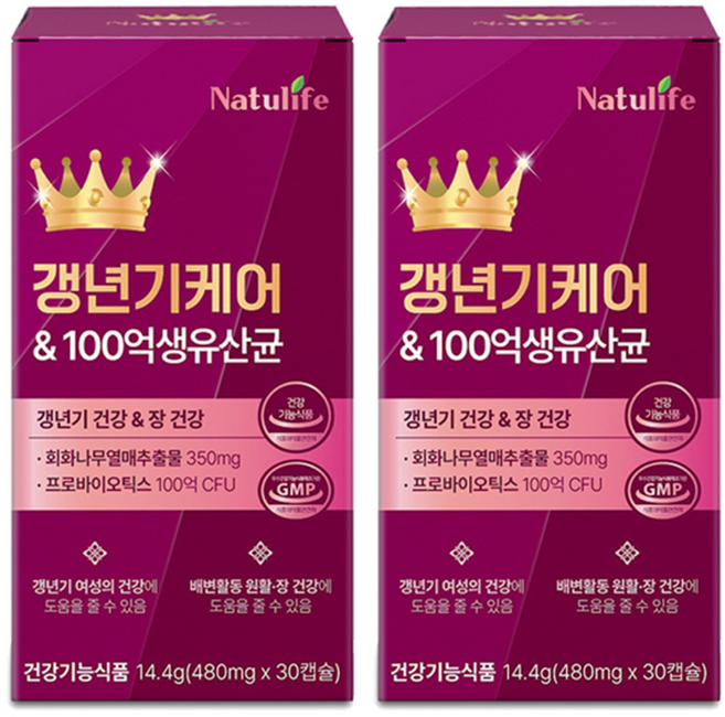 여성 갱년기 유산균 yt1+갱년기 케어 100억 유산균세트 / 프리미엄 여성 갱년기 케어 100억 생 유산균 식약청인증, 2개, 30회분