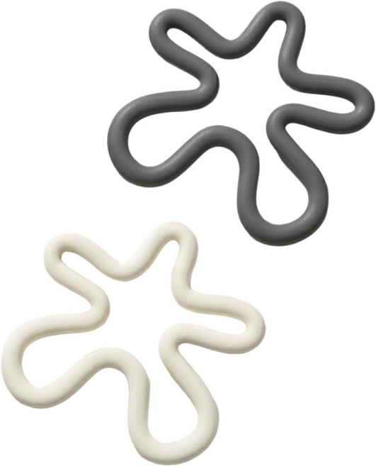 웨이브 실리콘 냄비받침 꽃모양 2개 생활친구, 1세트, 크림&다크그레이