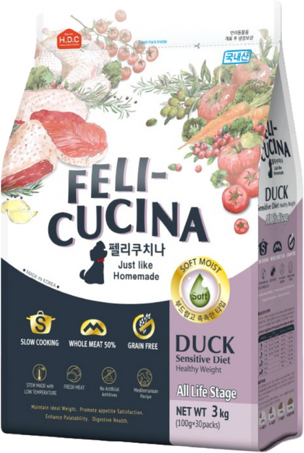 펠리쿠치나 어덜트 강아지 고기 센스티브 습식사료, 오리, 3kg, 1개
