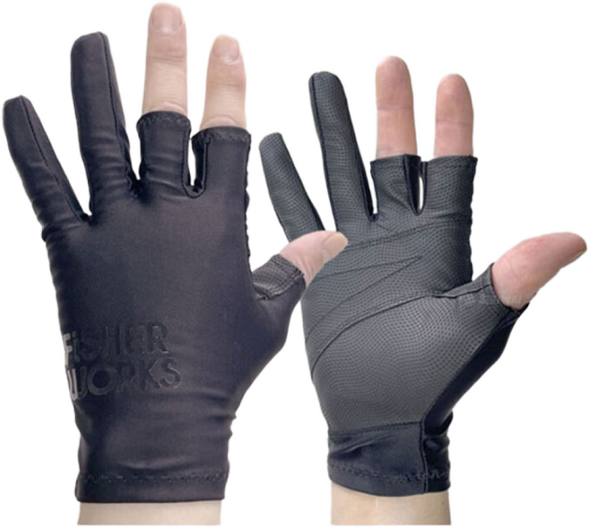 피셔웍스 3컷 낚시장갑 더블 스판 피싱 글러브 낚시용 장갑 남성 여성, M, 1개