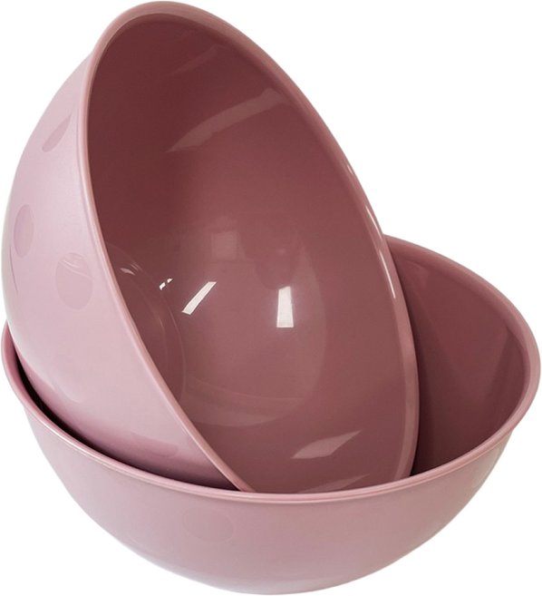 플라스틱 믹싱볼 투명 2개 세트, 핑크+핑크