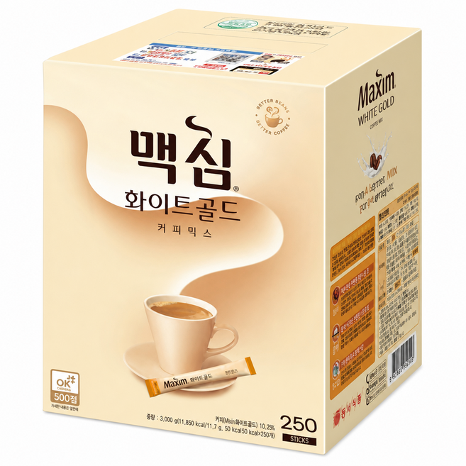 동서식품 맥심 화이트골드 커피믹스, 11.7g, 250개입, 4개