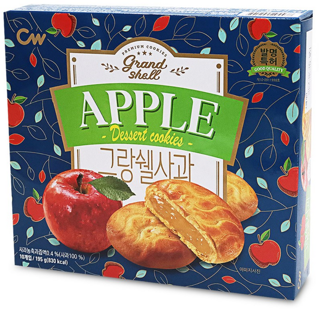 청우식품 그랑쉘사과 과자파이, 195g, 1개