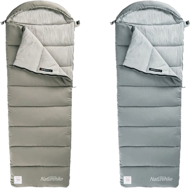 네이처하이크 경량 침낭 M180 이불 LW 캠핑 백패킹 사계절 면 침낭, 스톤 그레이-좌, 1개