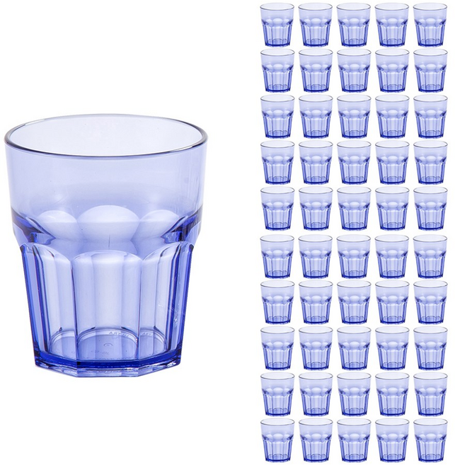 업소용 튼튼한 음료수컵 쉽게 깨지지않는 팔각 안전컵 PC물컵 js-60 270ml, js60-청색, 50개