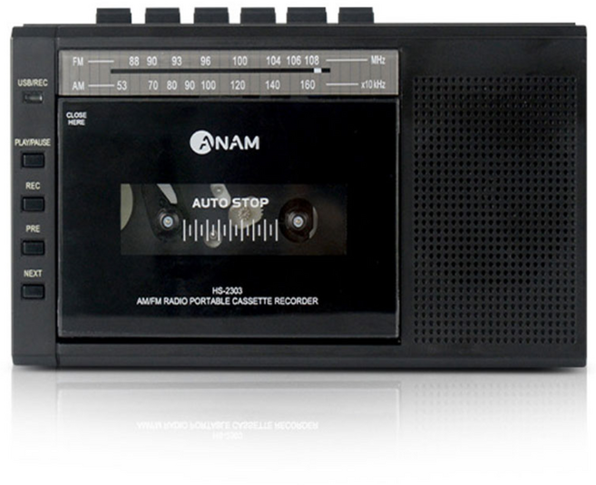 아남 카세트 플레이어 어학용 워크맨녹음기 테이프카세트찍찍이 A-37, 블랙