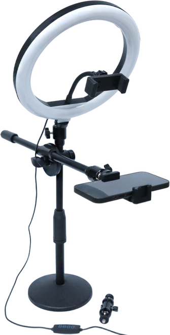 수직 수평 촬영 거치대 링라이트 조명 세트 유튜브 삼각대 촬용용 항공샷 핸드폰 스탠드 거치대 브이로그, 탁상형 올인원 라이트세트, 1개