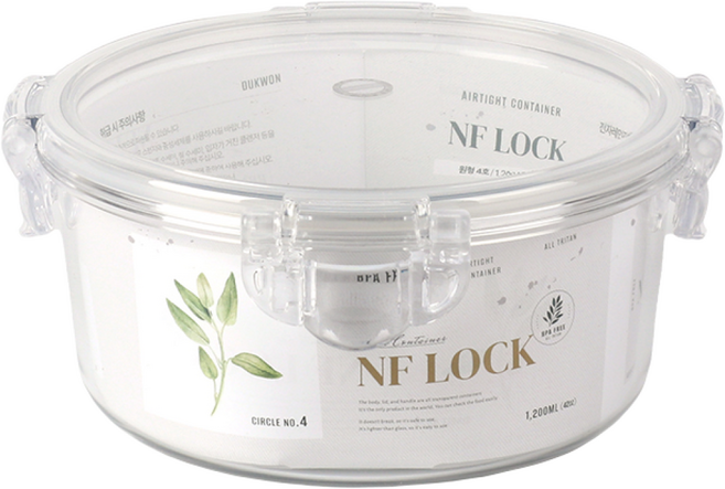 NF LOCK 엔에프락 원형 트라이탄 밀폐용기 원형4호 1.2L, 1개