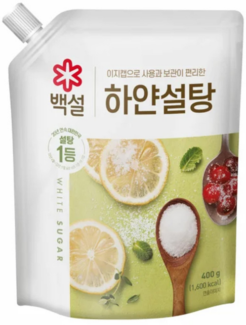 [트윈스몰] 이지캡으로 사용과 보관이 편리한 백설 하얀설탕, CJ제일제당 백설 하얀설탕 400g 8개, 400g, 8개