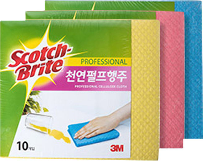 3M 천연 펄프 행주 10개입, 옐로우, 10개