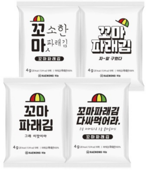 해농 소포장 꼬마 파래김, 4g, 20개