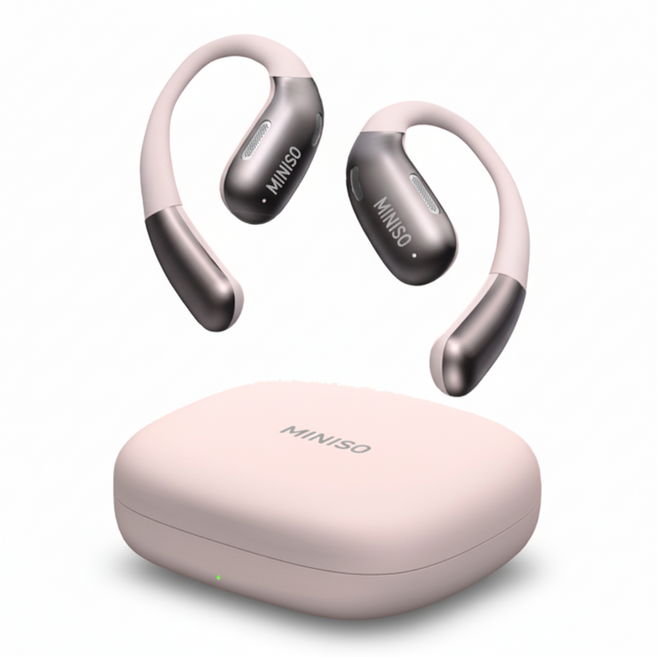 MINISO X28 AI 스마트 번역 무선 헤드셋 블루투스 V5.4 OWS 이어버드 오픈형 이어폰, 분홍색, AI 버전