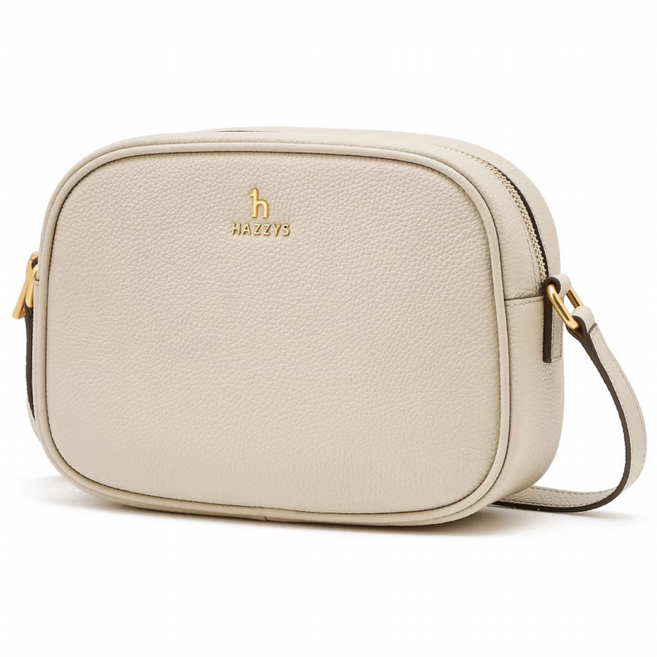 헤지스 ACC [선물추천] 아이보리 로고장식 소가죽 크로스백 S