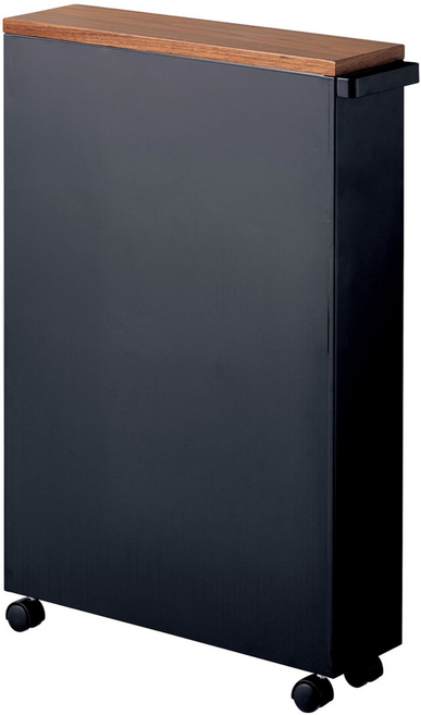 야마자키실업 이동형 세제 및 화장지 수납함 슬림 타워 4306/4307, 블랙, 1단