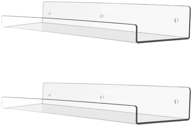 도림 투명 아크릴 무타공 선반 다용도 벽선반 진열대, 1단, 투명 2개