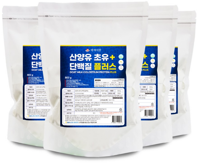 백세식품 산양유 초유 단백질 플러스 대용량 800g 팩 HACCP, 4개