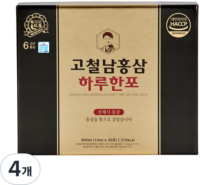 고철남홍삼 하루한포 홍삼 스틱, 30회분, 4개