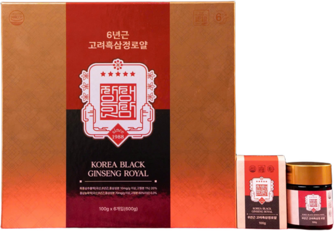 6년근 고려흑삼정로얄 6병, 1박스, 600g