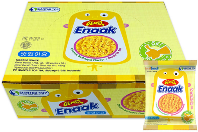 시안타탑 에낙 라면 스낵 치킨바베큐맛, 16g, 30개