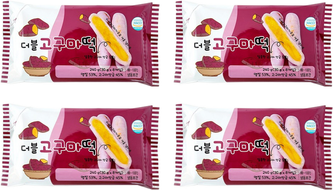 자연치즈 구워먹는 치즈떡 4종, 4개, 240g, 더블 고구마떡