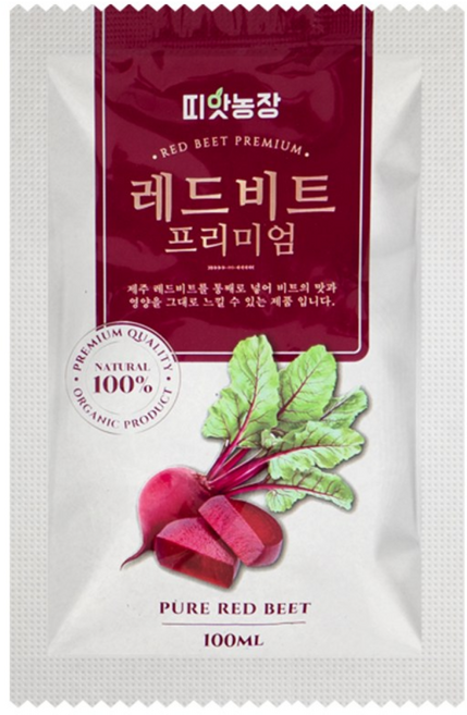 띠앗농장 물없이 진공 60도 저온 추출 비트즙/NFC 착즙 제주 레드비트즙, 100ml, 100개, 60도저온추출[일반100포]