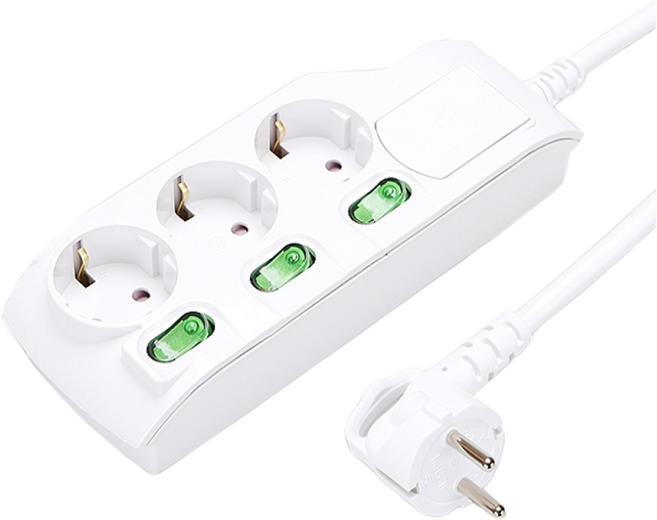 일신전기 절전 멀티콘센트 3구 멀티코드 개별 스위치형 3구 5M 2극 차단 스위치사용, 1개, 백색