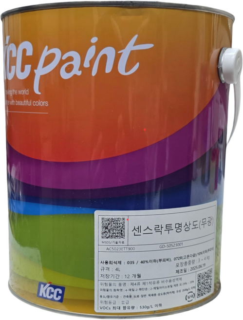 kcc센스락 투명 락카상도 목재용 4L(유광 반광 무광) 목재 마루 보호용, 4L, 1개, 센스락(반광)