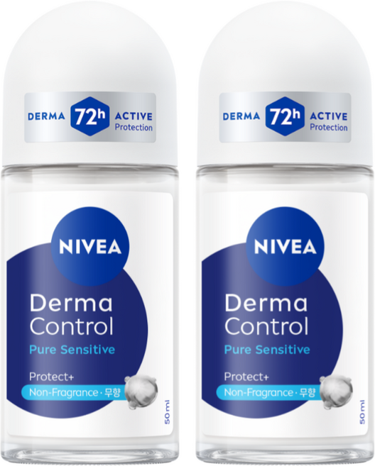 니베아 데오드란트 롤온 더마 컨트롤 퓨어 센서티브 50ml, 2개